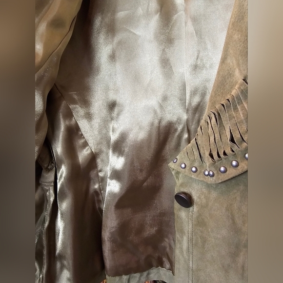 GORGEOUS PAMELA McCOY GREEN GENUINE LEATHER SUEDE JACKET COAT PLUS SIZE 1LX-2XL - Picture 7 of 10